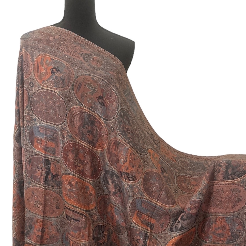 Mughal Inspired Design , Fine Quality ,Pure Pashmina,Darbar Design